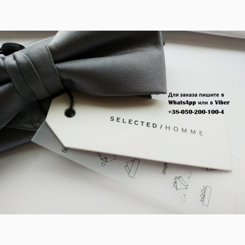 Фото 2. Бабочка галстук серая черная в упаковке selected homme с платком в комплекте набор запонки