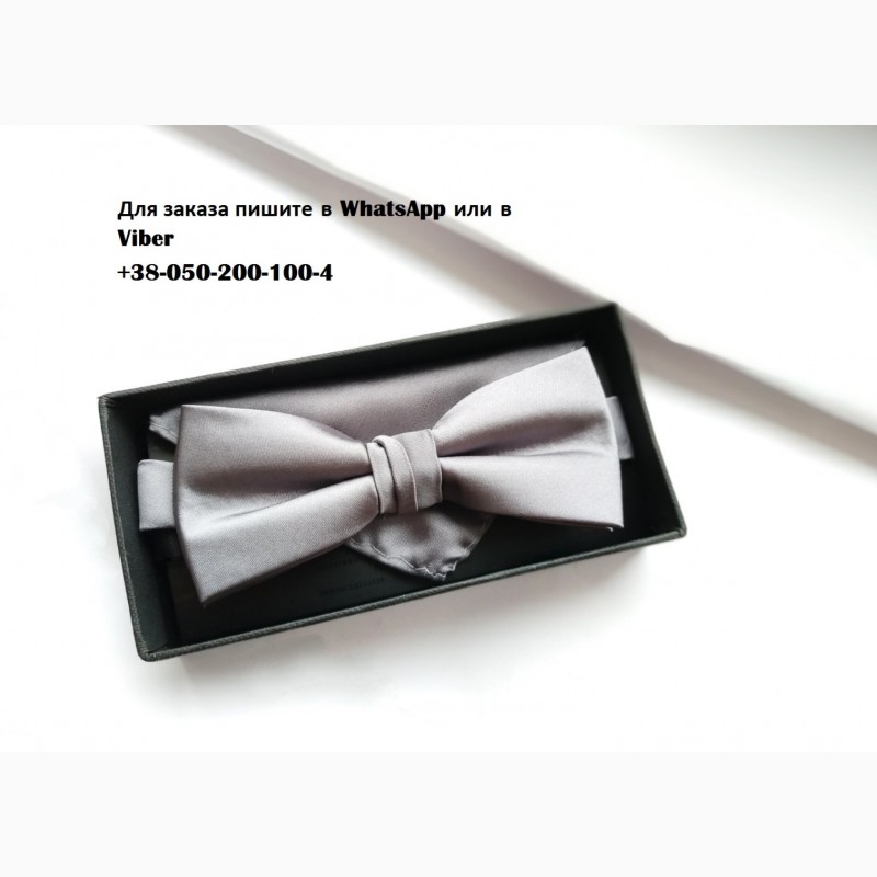 Фото 8. Бабочка галстук серая черная в упаковке selected homme с платком в комплекте набор запонки