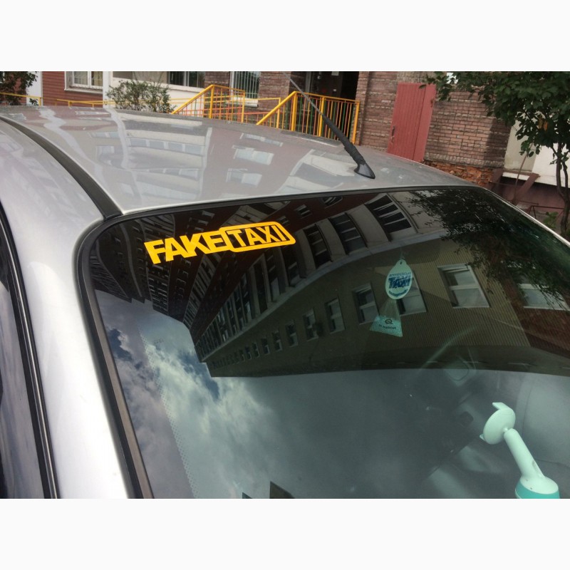 Фото 2. Наклейка на авто или мото FakeTaxi Жёлтая светоотражающая