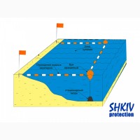 Комплект для ограждение пляжа БОЛЬШИМИ поплавками длина 27+27+27 м