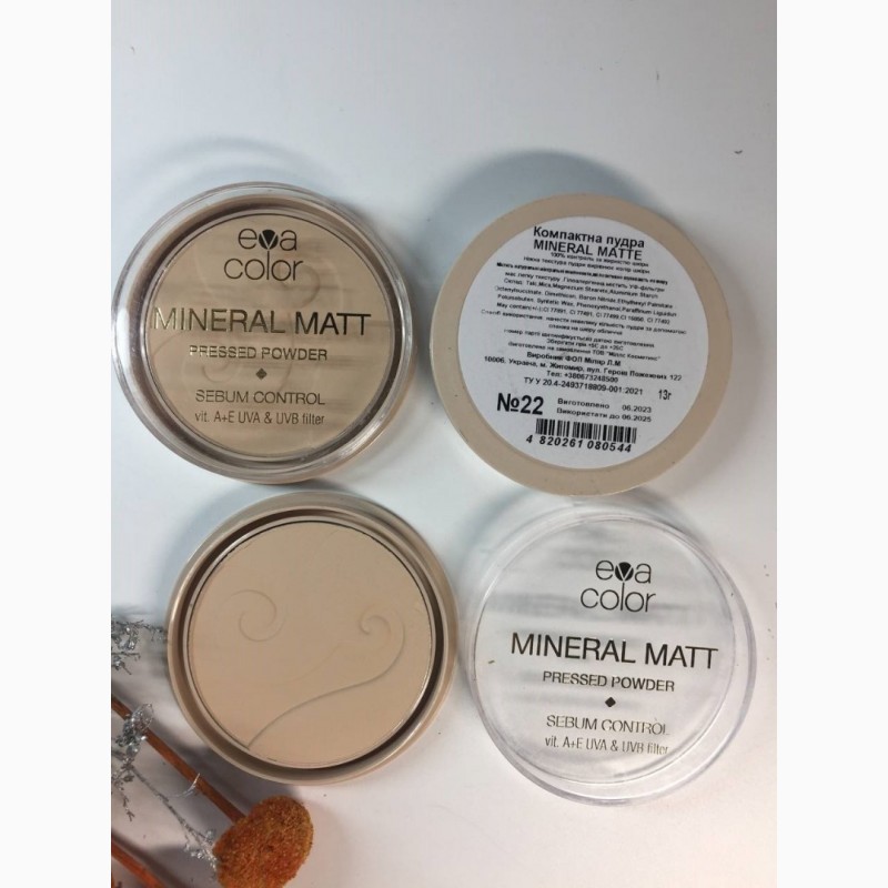Фото 2. Компактна пудра для обличчя Eva Cosmetics Mineral Matte Powder No22 нова Н1389
