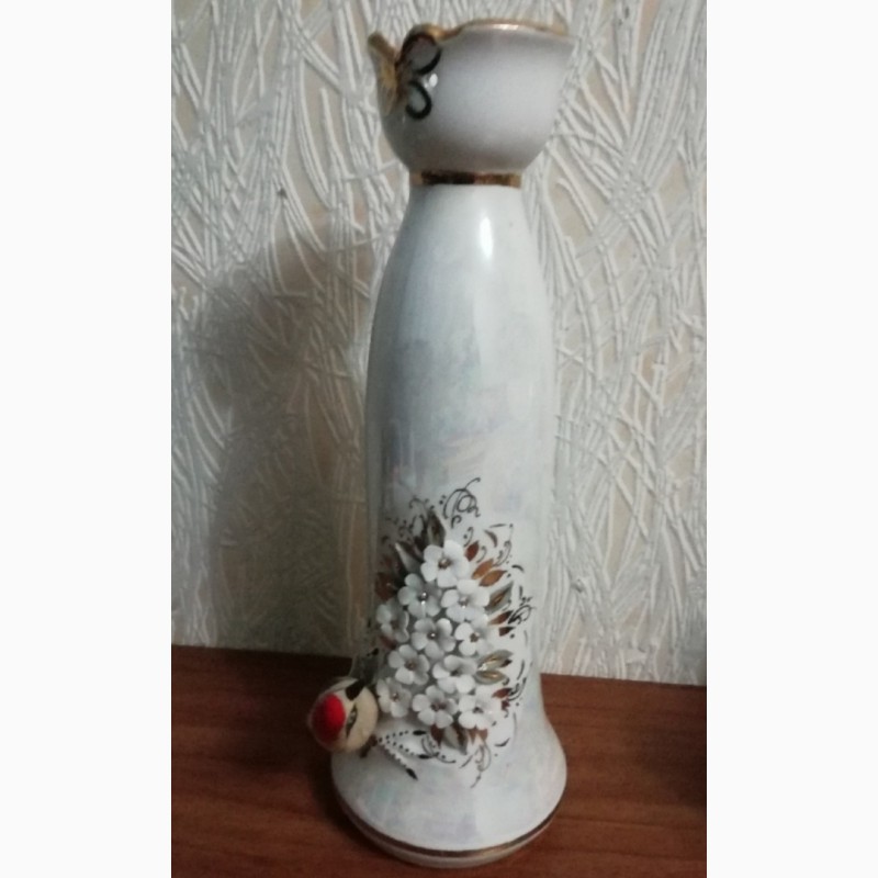 Фото 2. Продам вазу Птица на цветущей вишней фарфор с позолотой