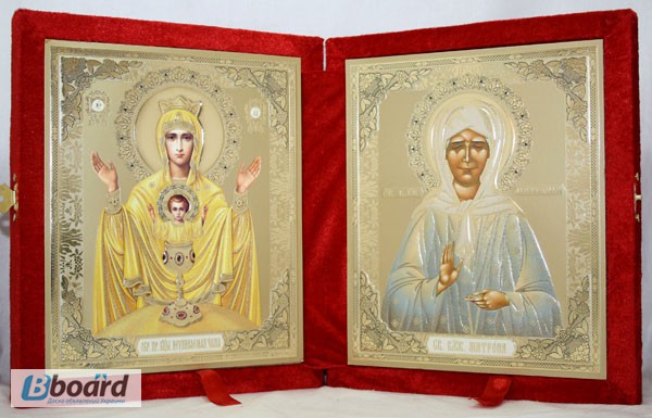 Фото 5. Складни в бархате с иконами Казанской Божией матери и Спасителя
