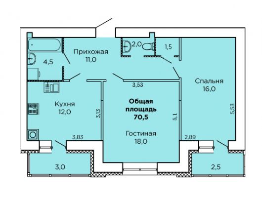 Фото 3. 2-комнатная квартира в Лесках на Леваневцев