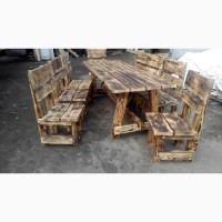 Дачная мебель из дерева. Стол из дерева. Садовый комплект
