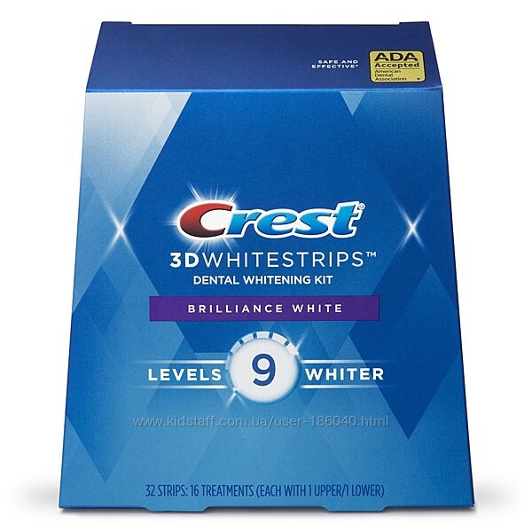 Фото 2. Crest 3D White Whitestrips Brilliance White Бриллиантовое отбеливание зубов полоски USA