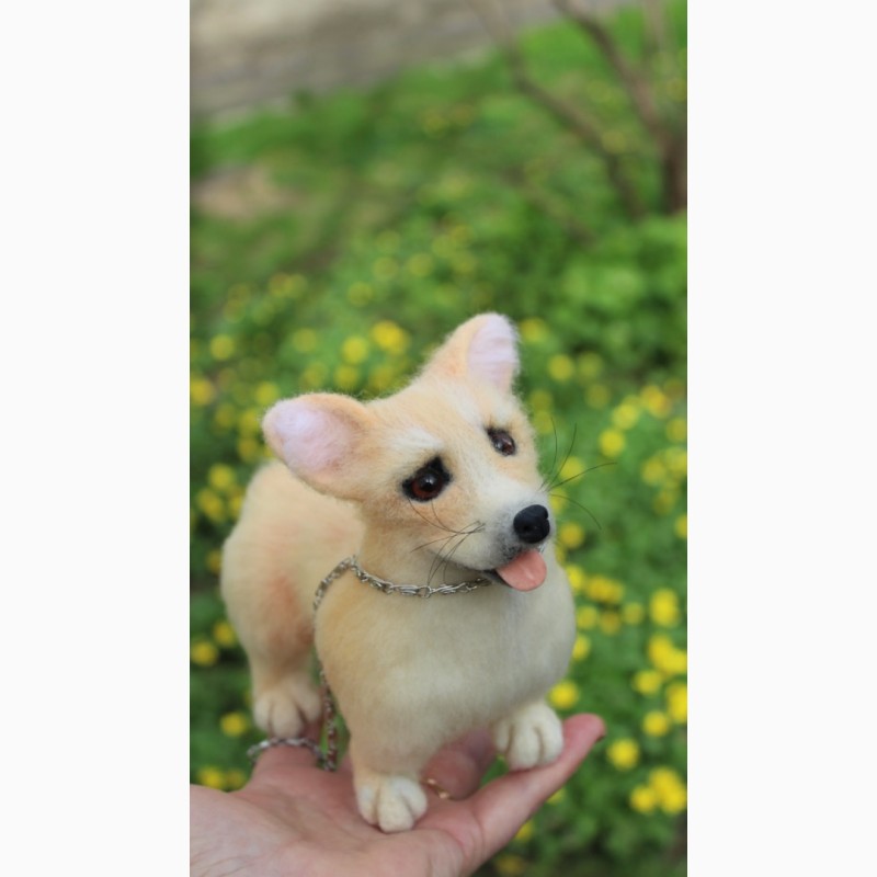 Фото 2. Коргі собачка валяна іграшка з шерсті інтерєрна собака войлочная сувенір