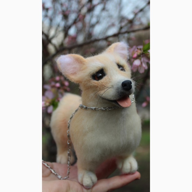 Фото 9. Коргі собачка валяна іграшка з шерсті інтерєрна собака войлочная сувенір