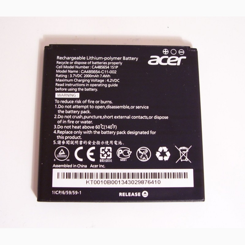 Фото 2. Аккумулятор (Acer Liquid E2 DUO) AE475654 1S1P