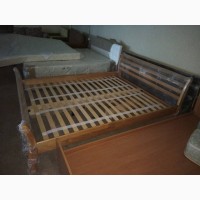 Деревянная кровать Франкфурт, двуспальная кровать, ліжко з дерева на ламелях