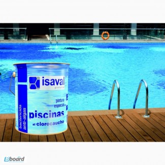 Краска для бетонных бассейнов, прудов, резервуаров ISAVAL Хлоркаучук 4 л, голубой и белый