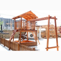 Детские деревянный игровой домик, площадка и комплекс