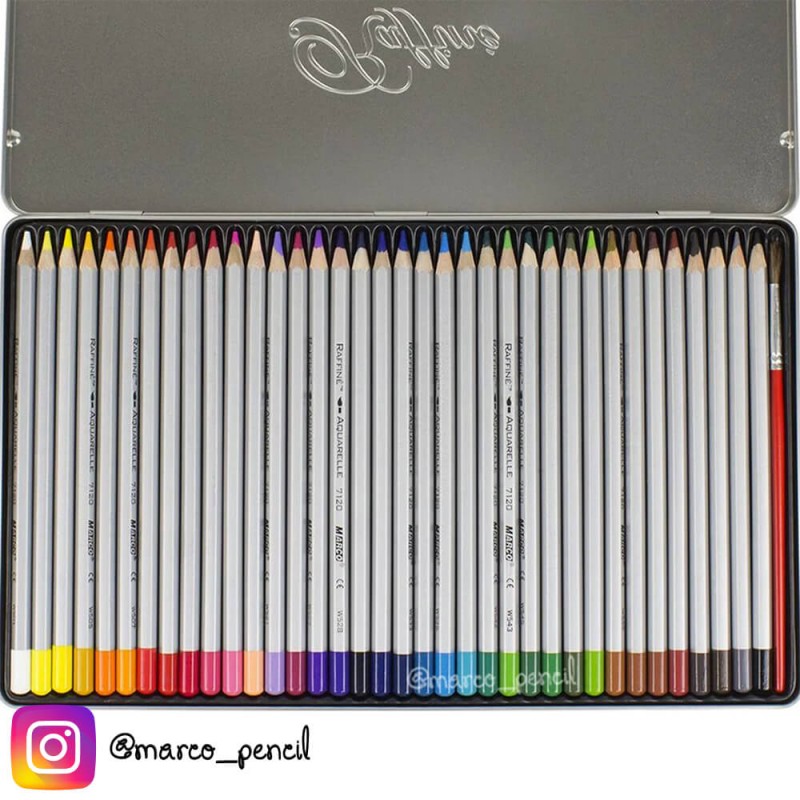 Фото 3. Акварельные карандаши для рисования Raffine 36 цветов в металлическом кейсе