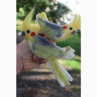 Попугай корелла брошь валяная хендмэйд украшение игрушка интерьерная подарок сувенир