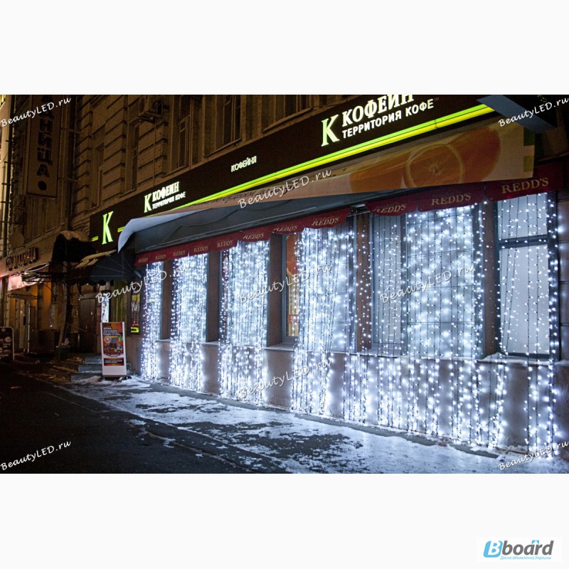 Фото 7. Светодиодный дождь занавес 2 на 1, 5 метра, новогодние гирлянды купить