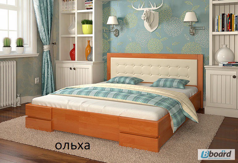 Фото 5. Двуспалная кровать из дерева Регина