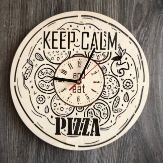 Деревянные настенные часы «Пицца»