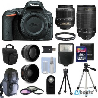 Nikon D5500 Цифровые зеркальные камеры + 4 объектива Комплект: 18-55 VR + 70-300 мм + 32GB