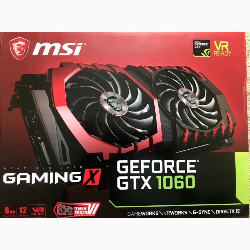 Фото 2. Видеокарта MSI GeForce GTX 1060 Gaming X 6GB (На гарантии!)