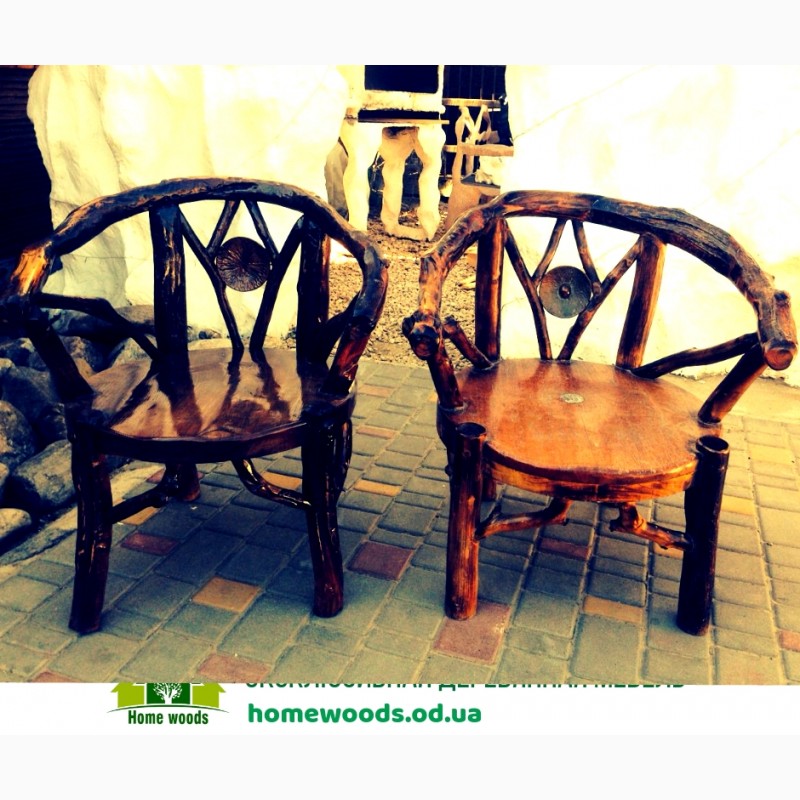 Деревянная мебель и веток и кореньев. Для дачи, кафе и ресторана