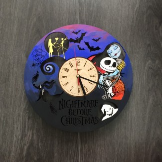 Часы настенные цветные из дерева «Nightmare before Christmas»