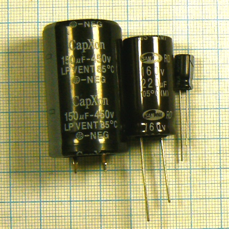 Фото 4. Конденсаторы электролитические вертикальные (в том числе l.esr) 1…22000 мкф 6.3…450 вольт