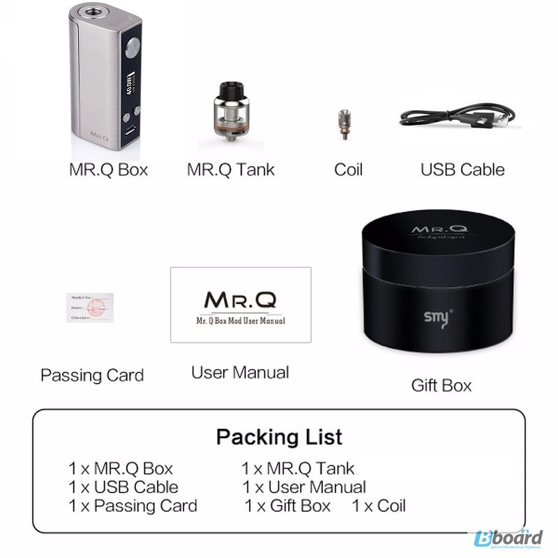 Фото 10. Электронная сигарета SMY Mr. Q 40w Starter Kit - мини TC BOX + атомайзер Mr. Q Tank