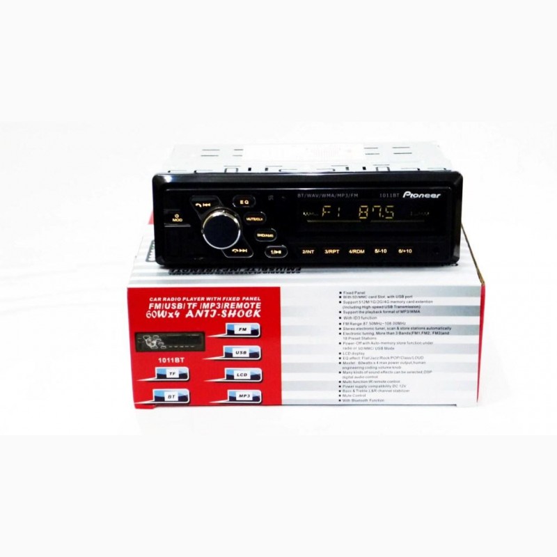 Фото 5. Автомагнитола Pioneer 1011BT ISO - Bluetooth - RGB подсветка- MP3 Player, FM, USB, SD, AUX