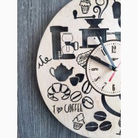 Часы из дерева на стену «Время для кофе»