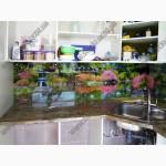 Стеклянный фартук на кухню, стеклянная рабочая стенка