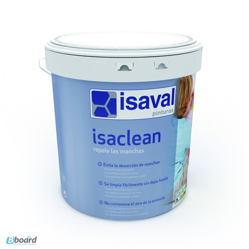 Фото 5. Краска моющаяся ISAVAL Изаклин 4л белая и тонированная -стойкая к многократному мытью стен
