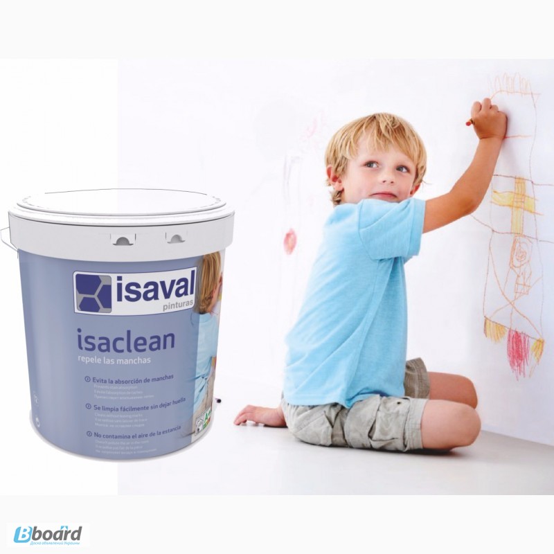 Фото 2. Краска моющаяся ISAVAL Изаклин 4л белая и тонированная -стойкая к многократному мытью стен