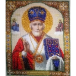 Икона Николай Чудотворец, вышитая бисером