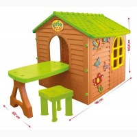 Детский игровой домик Лесной коричневый +столик+стулик