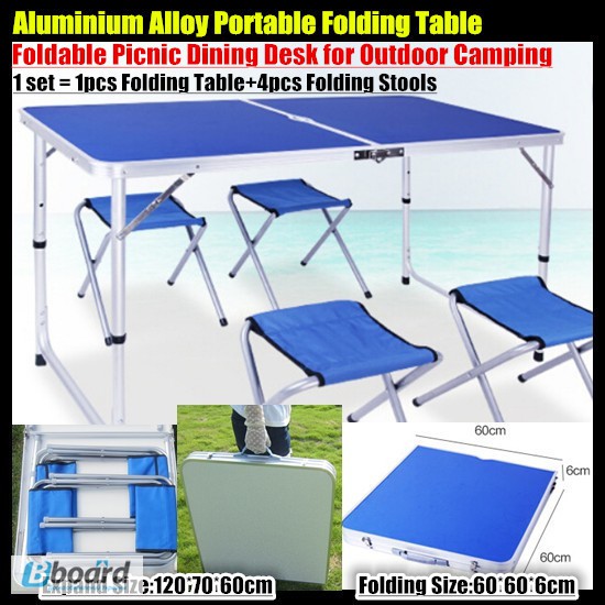 Фото 5. Складной столик для пикника из алюминия ZZ18007-blue, походный столик 120х60