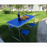 Складной столик для пикника из алюминия ZZ18007-blue, походный столик 120х60