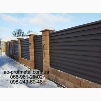 Забор профнастил жалюзи-ламели, темно-коричневого цвета РАЛ 8019