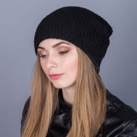 Женская шапка-чулок крупной вязки из ангорки на зим