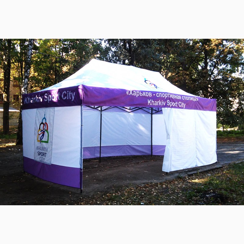 Фото 4. Раздвижные шатры для торговли и выставок, нанесение логотипа и рекламы