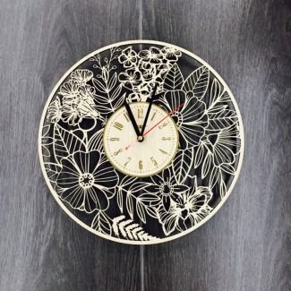 Часы ручной работы настенные деревянные «Летние цветы»