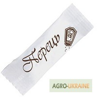 Фото 4. Порційний цукор, цукор у стіках із логотипом закладу, брендований фасований цукор