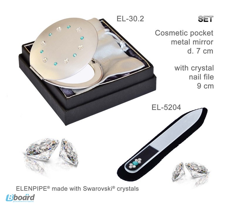 Фото 8. Наборы зеркальце EL-30 – 30.21 и пилочка маникюрная украшены Swarovski crystals