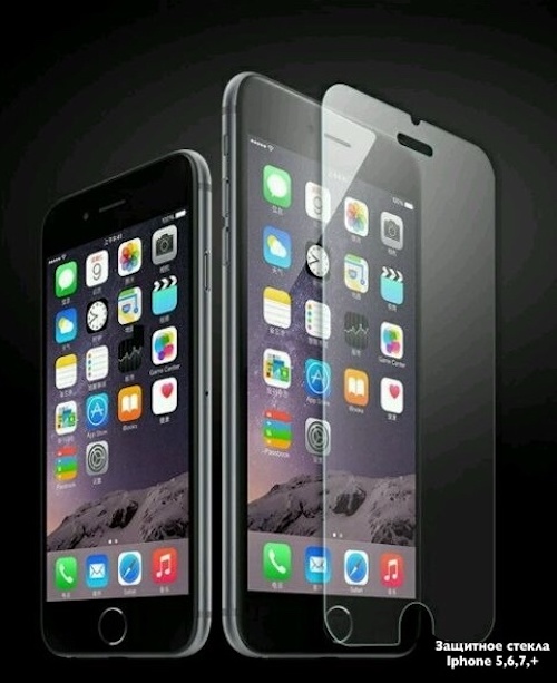 Фото 2. Защитные стекла для Apple iPhone 5, 5c, 5S, SE, 6, 6+, 6s, 6s+, 7, 7