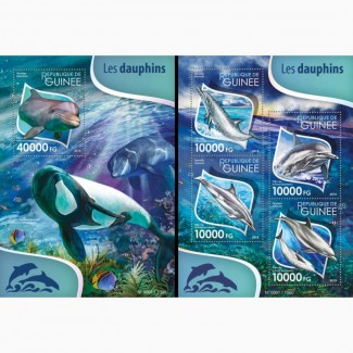Марки фауна Дельфіни, 20 чистих блоків