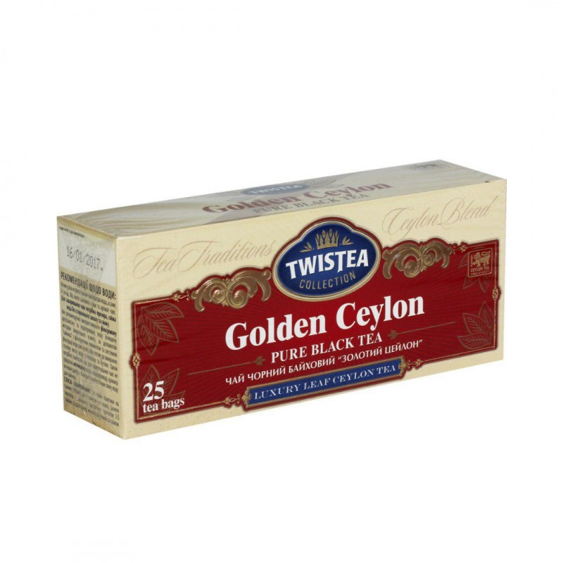Чай в пакетиках черный Twistea 25шт Золотой Цейлон