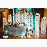 Свадебная арка, резная ширма, ажурные колоны для президиума и выездной регистрации