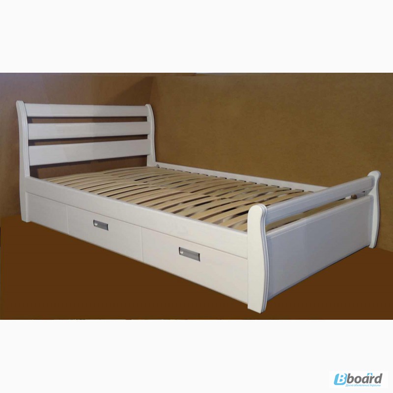 Односпальная кровать с ящиками из массива ясеня Ольга