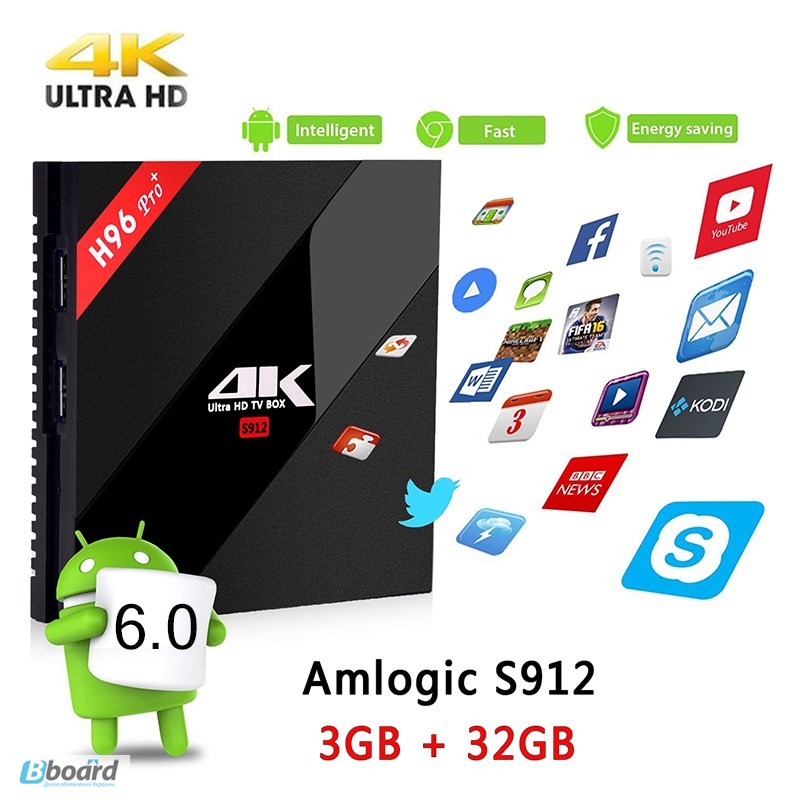 Фото 2. H96 Pro Plus 3GB/32Gb S912 Android 6.0 tv box smart