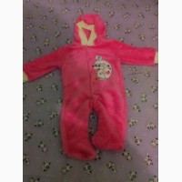 Піжамка тепла махрова для немовлят/человечек теплый с капюшоном розового цвета