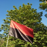 Флаг красно-черный, УПА, автофлаг 140х90 см атлас